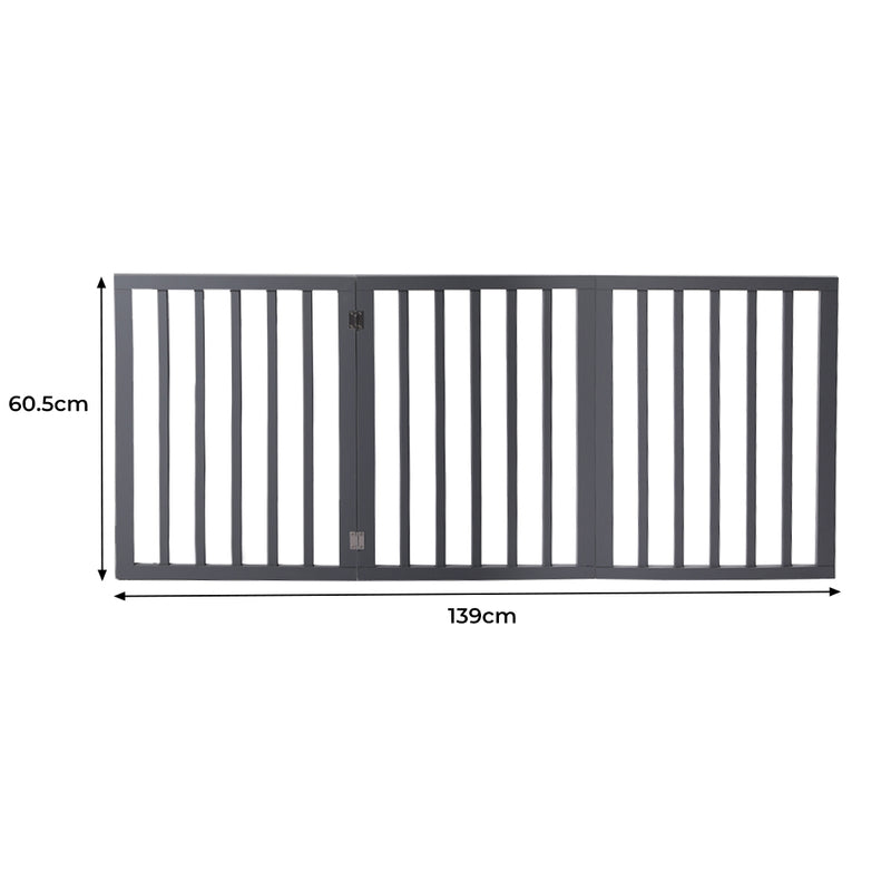 Wooden Pet Gate Dog Fence Retractable Grey 2000x 3MM-1853958486635974658