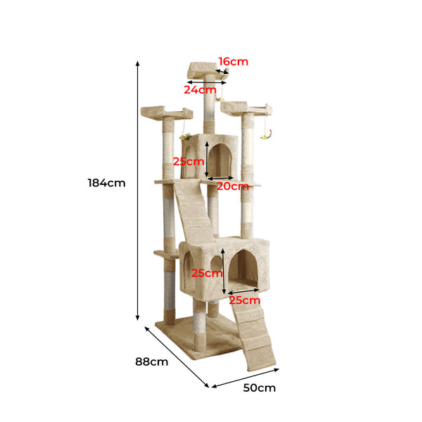 PaWz 184cm Cat Trees Scratching Post Beige-1831593107041423362