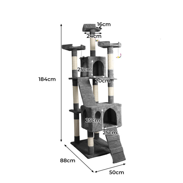 PaWz 184cm Cat Trees Scratching Post Grey-1853958445645041666