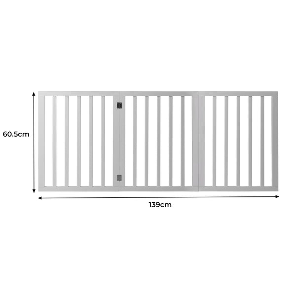 Wooden Pet Gate Dog Fence Retractable White 2000x 3MM-1853958486770192386