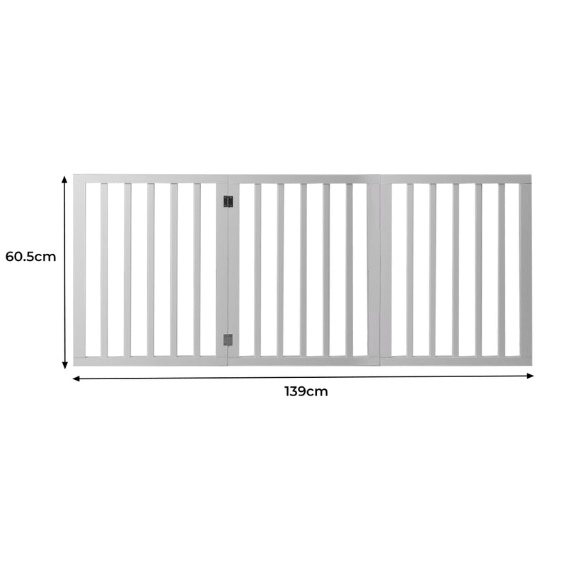 Wooden Pet Gate Dog Fence Retractable White 2000x 3MM-1853958486770192386