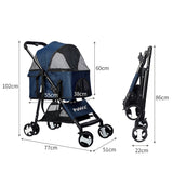 PaWz Large Pet Stroller Dog Cat Carrier Blue-1831592627137548290