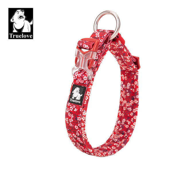 True Love Floral Dog Collar - Red, XS